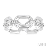 1/20 ctw Bold Open Window Octagonal Shape D-Link Round Cut Diamond Ring in Sterling Silver